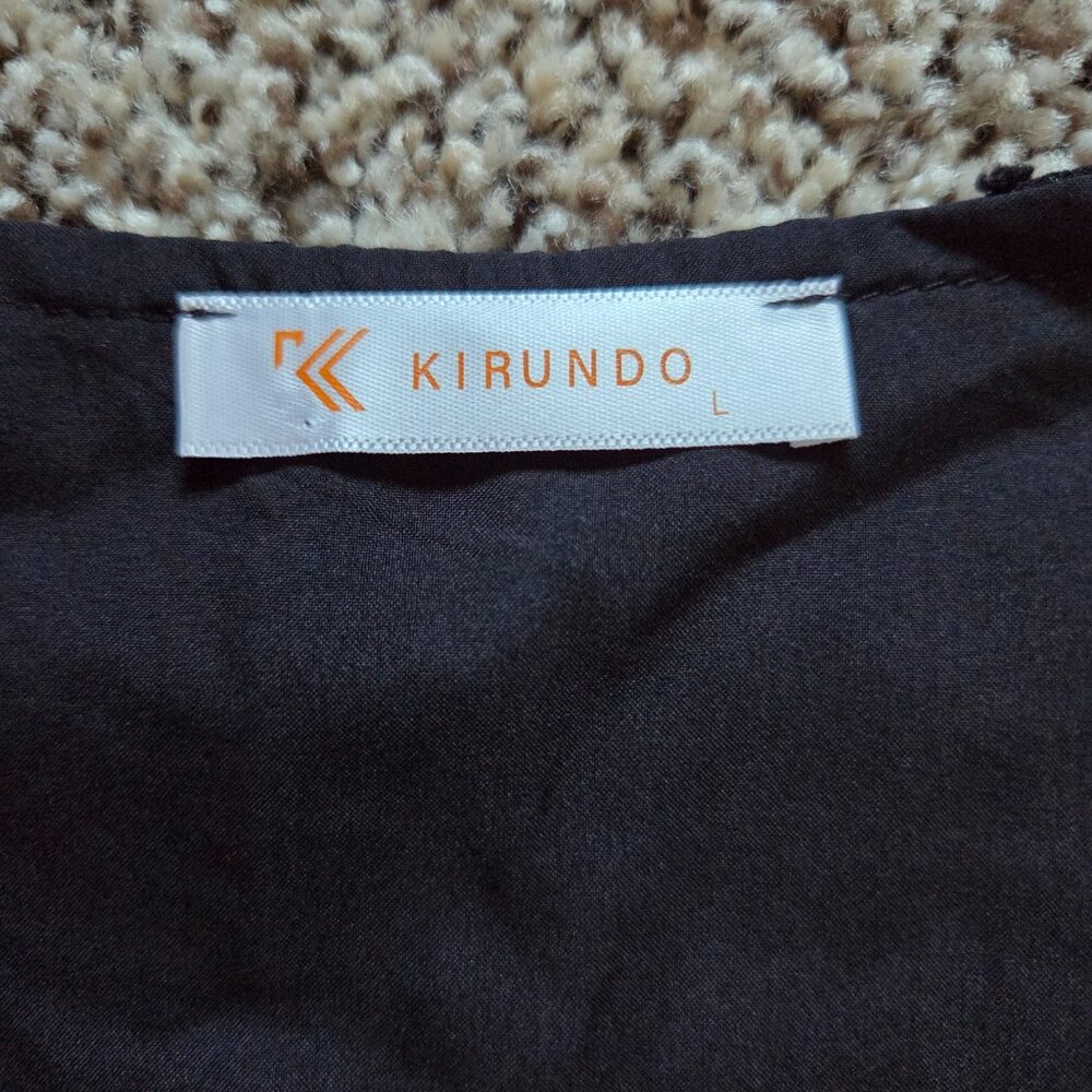Kirundo Black Swiss Dot Dress Large V Neck Long Sleeve Empire Waist - Picture 7 of 9